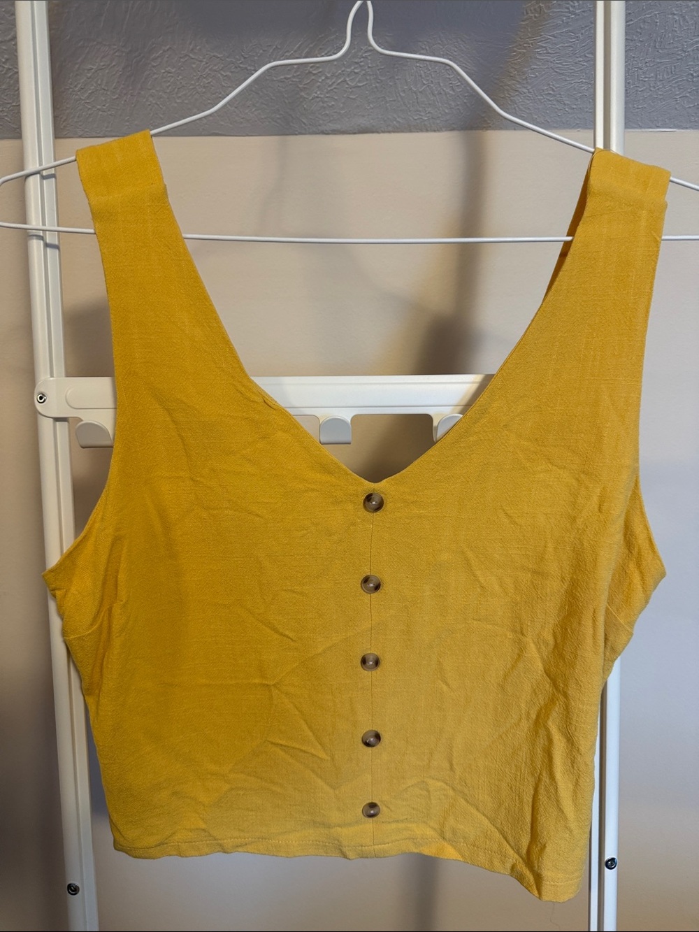 Monteau Mustard Yellow Button-Front Tank Top